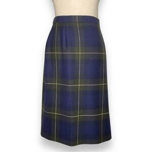 Vintage Escada New Wool Green Tartan Plaid Pencil Skirt Women’s Size 44
